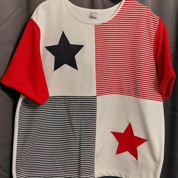 Tops - Red and White Star Patterned Shirt